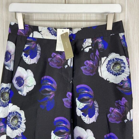 J.Crew Floral Patio Pants Cropped Black Blue Purple Size 0 NWT - Picture 2 of 5